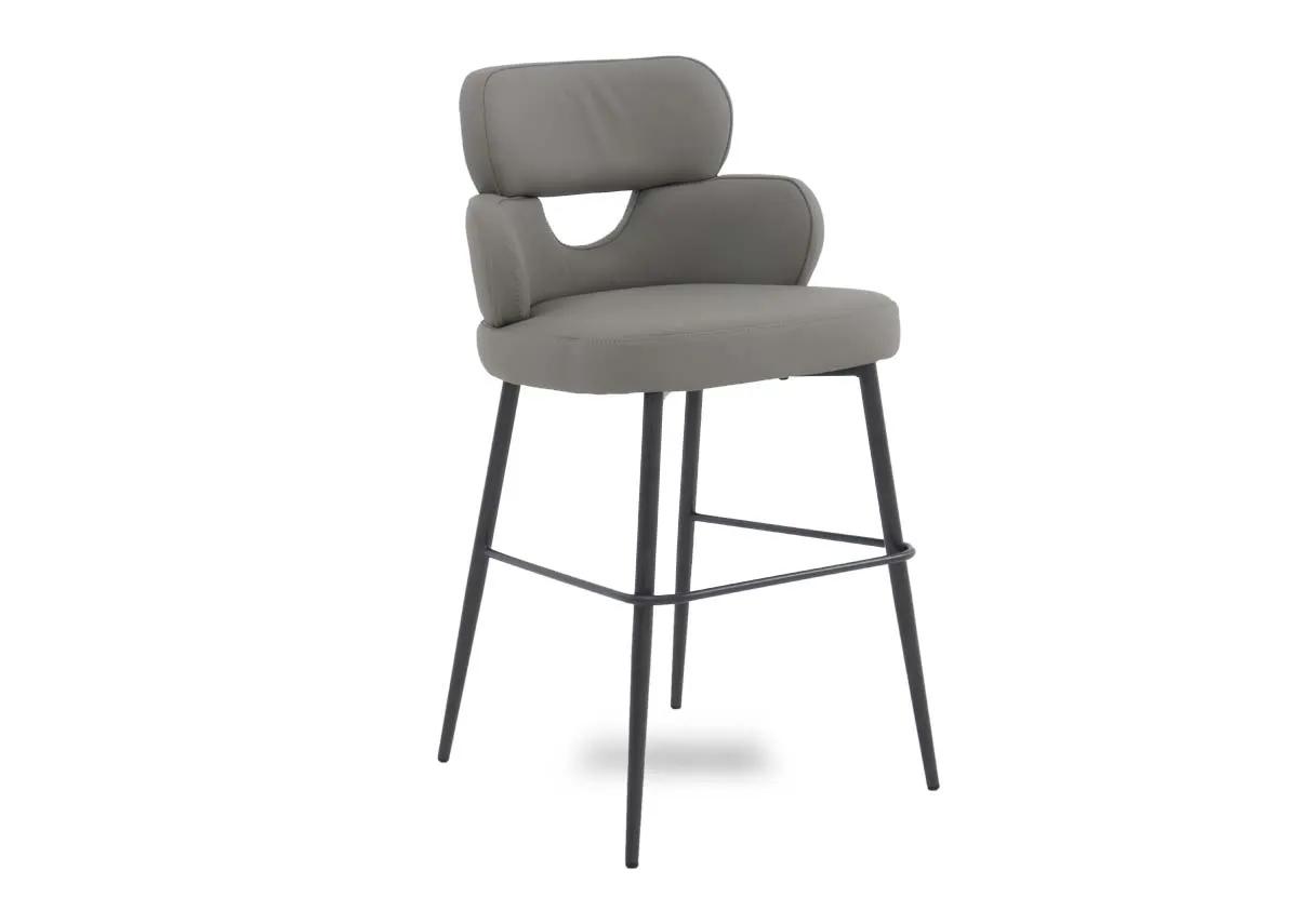 Grey Leather Counter Bar Stool - Fusion