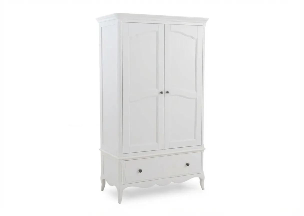 2 Door White & Oak Top Wardrobe - Amelie