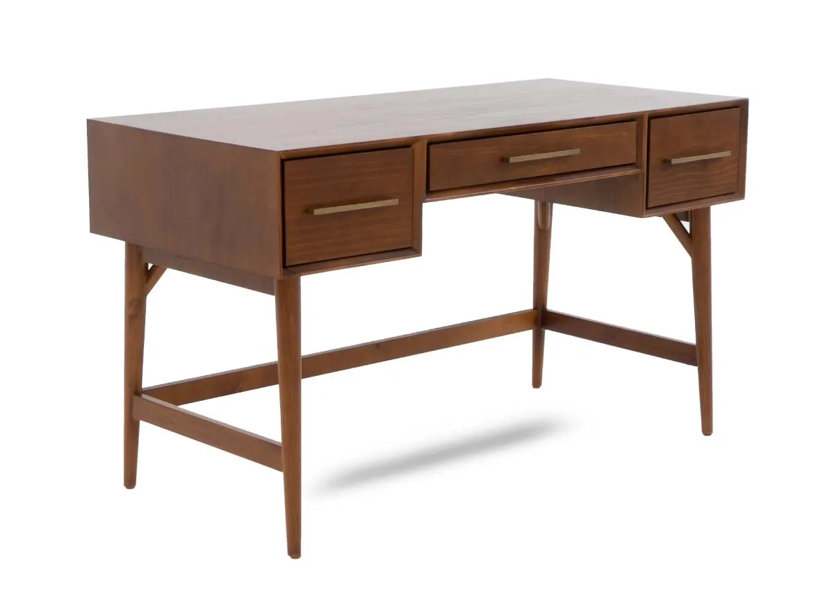 3 Drawer Dark Pine Console Desk - Leya
