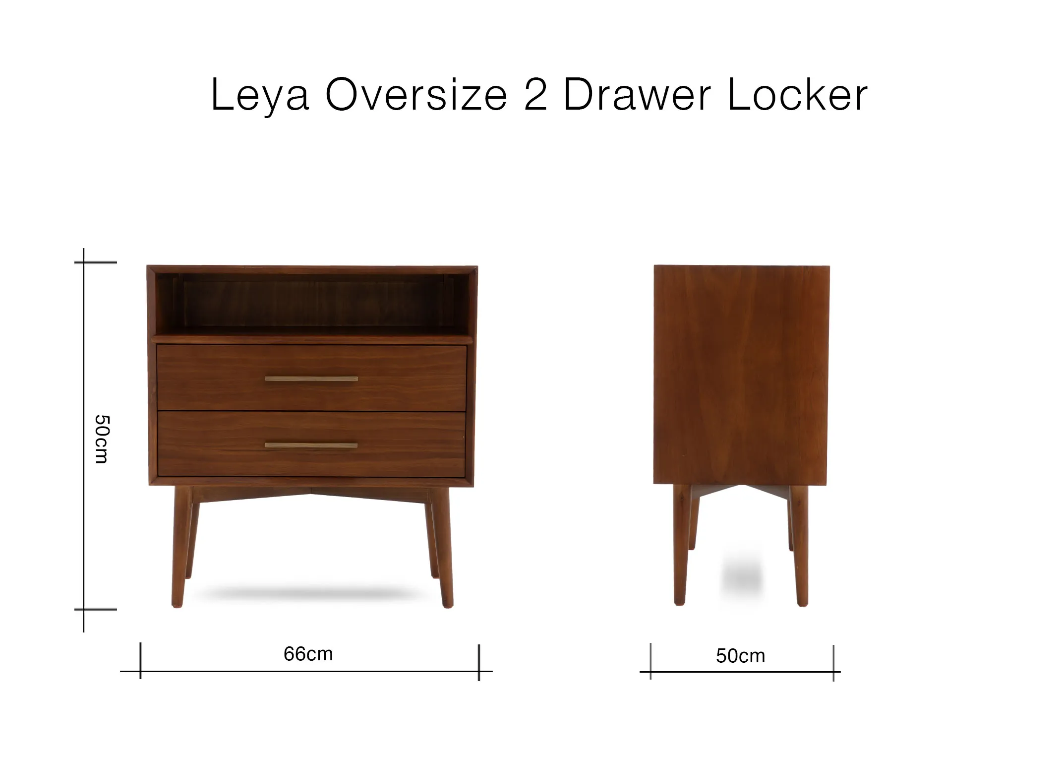 A dimension image of the Leya Locker with 66cm x 50cm x 50cm