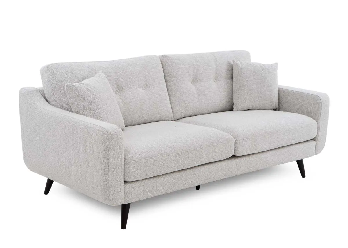 3 Seater Light Grey Fabric Sofa - Bandon