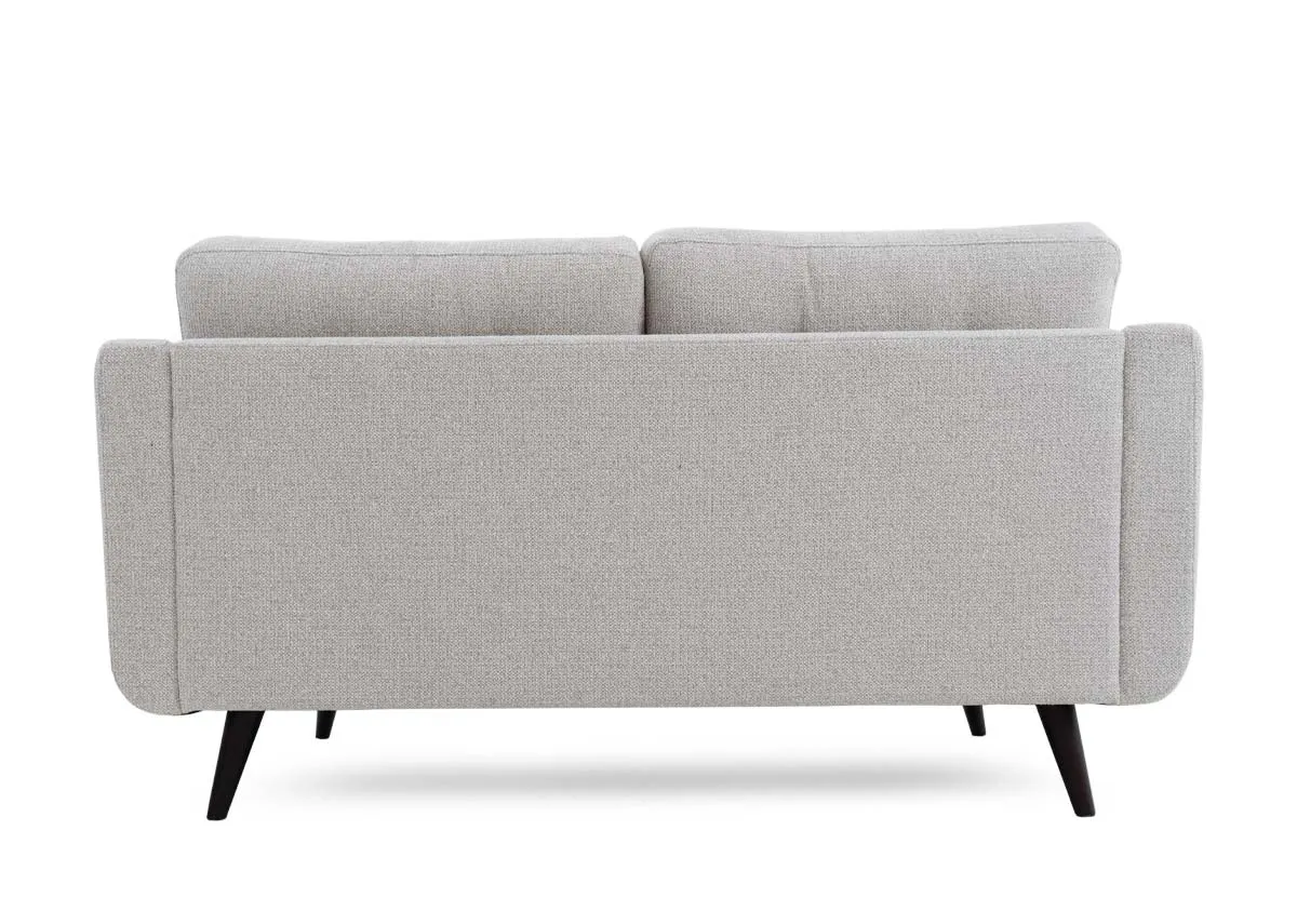 A 2 seater light grey fabric sofa from EZ Livings Bandon range. Back view