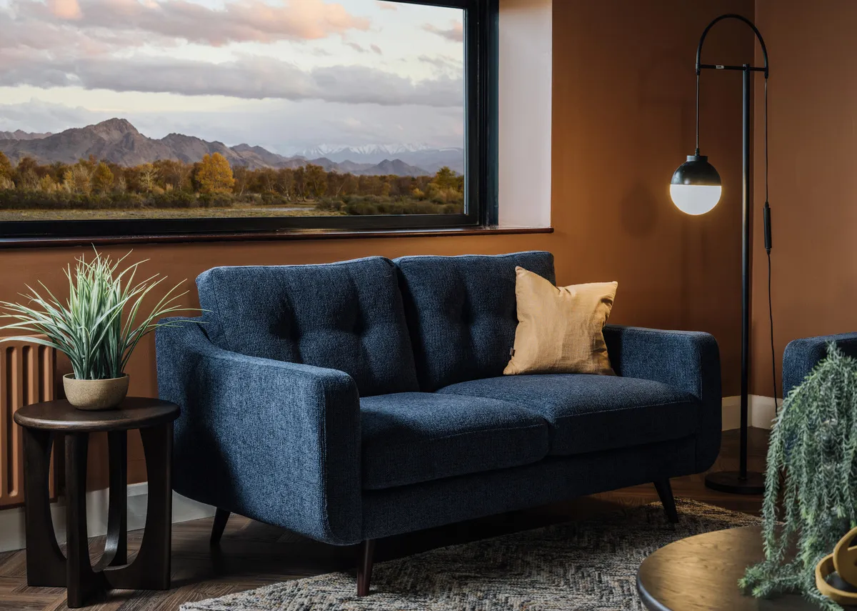 2 Seater Navy Fabric Sofa - Bandon