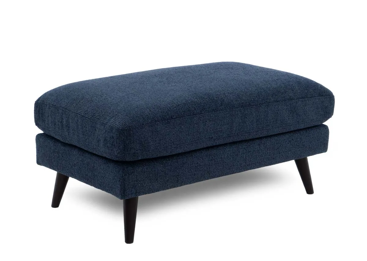 Navy Fabric Footstool - Bandon