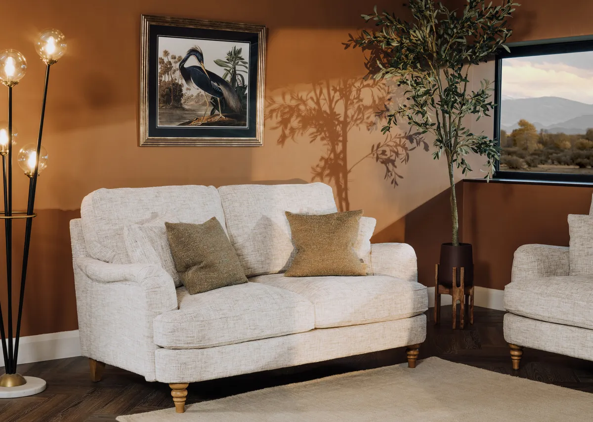 2 Seater Cream Accent Fabric Sofa - Lismore