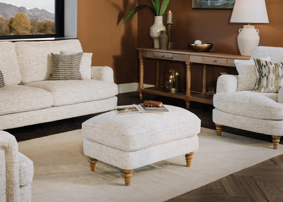 Cream Accent Fabric Footstool - Lismore