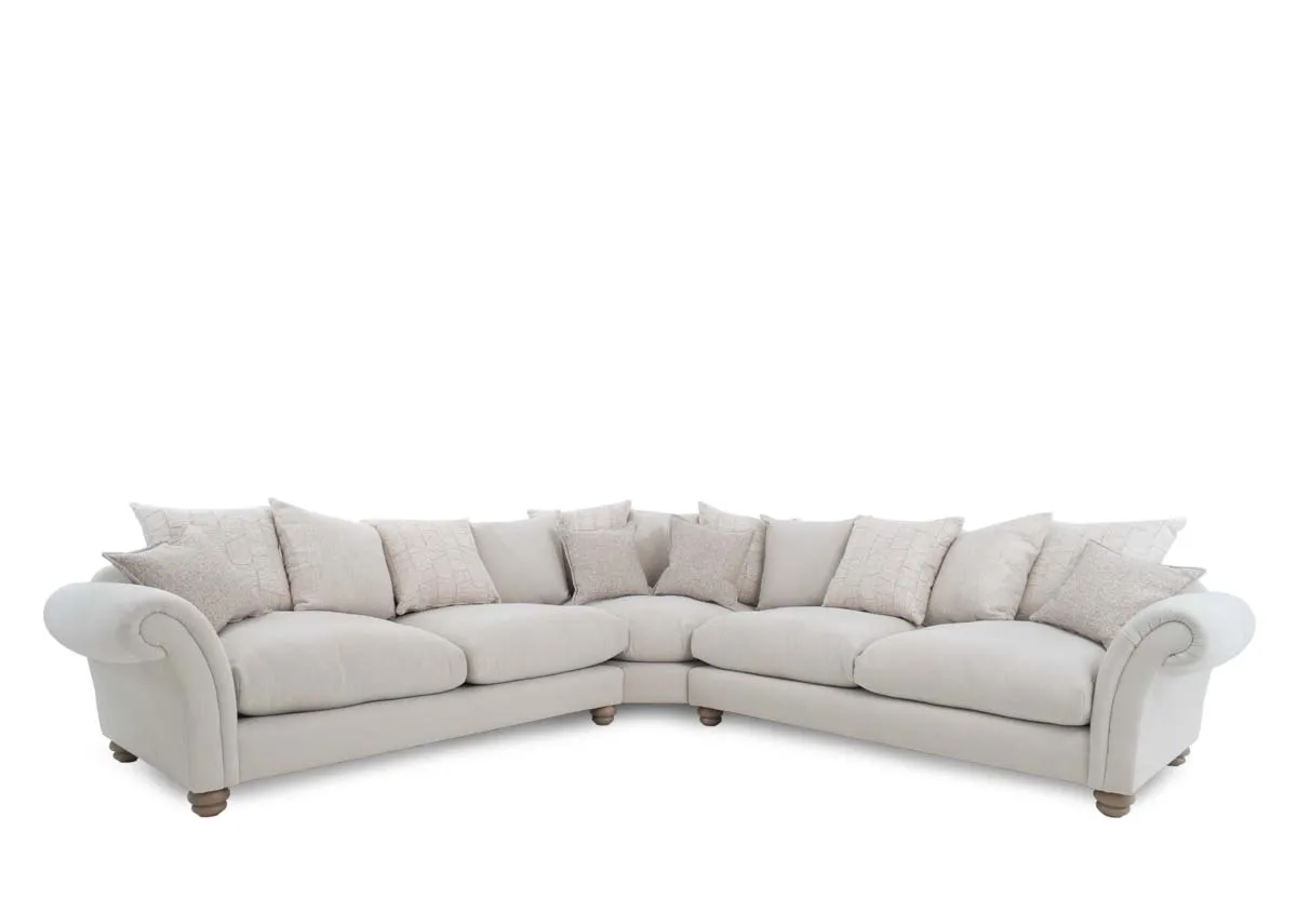 XL Cream Fabric Pillowback Corner Sofa - Paloma