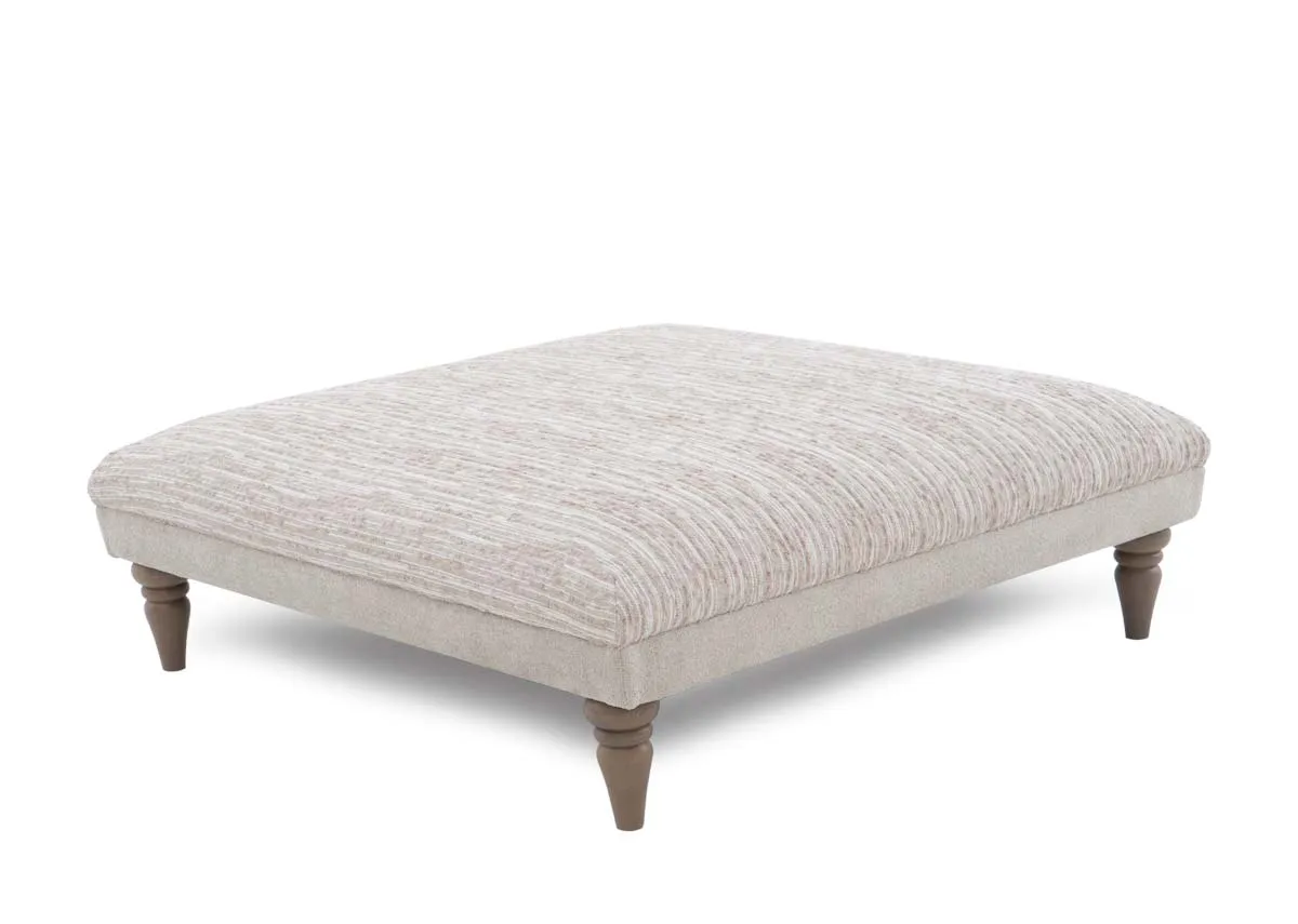 Large Cream Fabric Square Footstool - Olivia