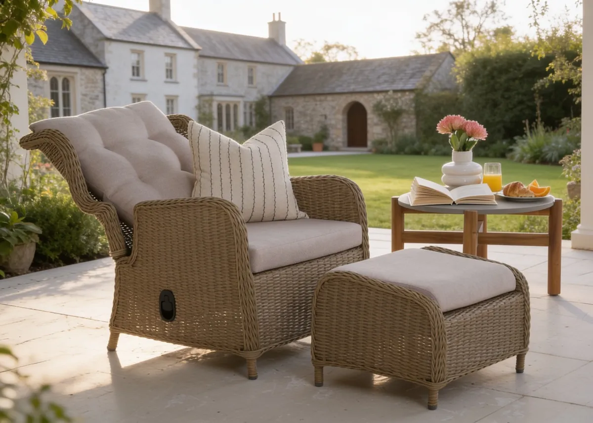 Recliner & Ottoman Wicker Set - Laurel