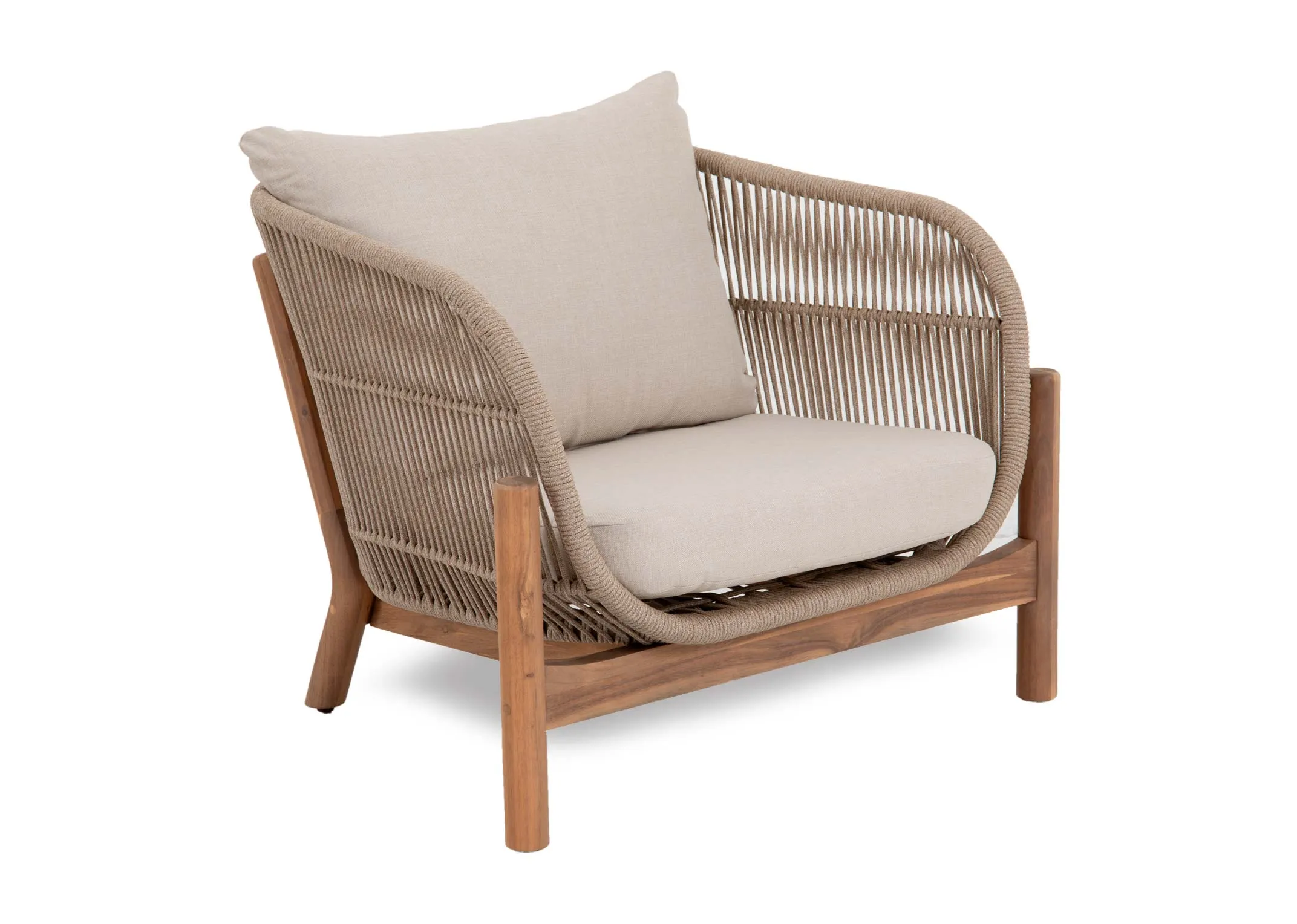 A beige and grey garden lounge chair with cream seat from EZ Livings La Palma range. Angled view