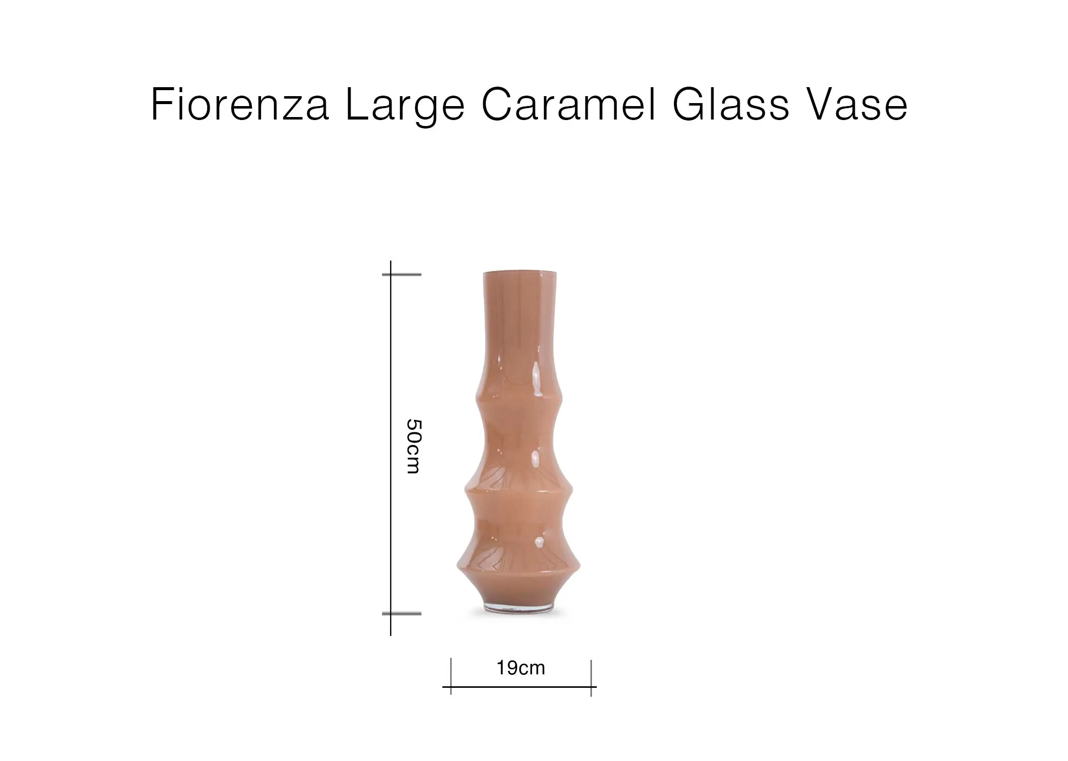 A dimension image of the Fiorenza Large vase with 19cm x 50cm