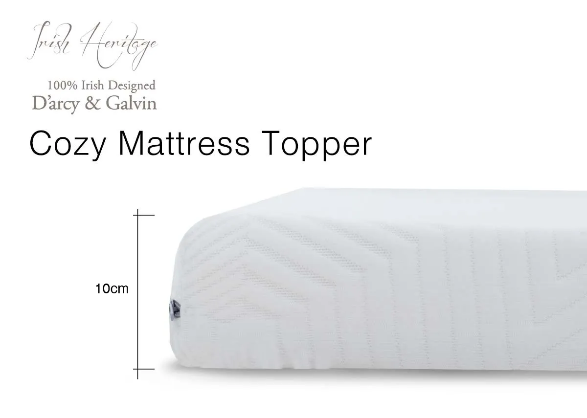 A dimension image of the Cozy Mattress Topper with 10cm