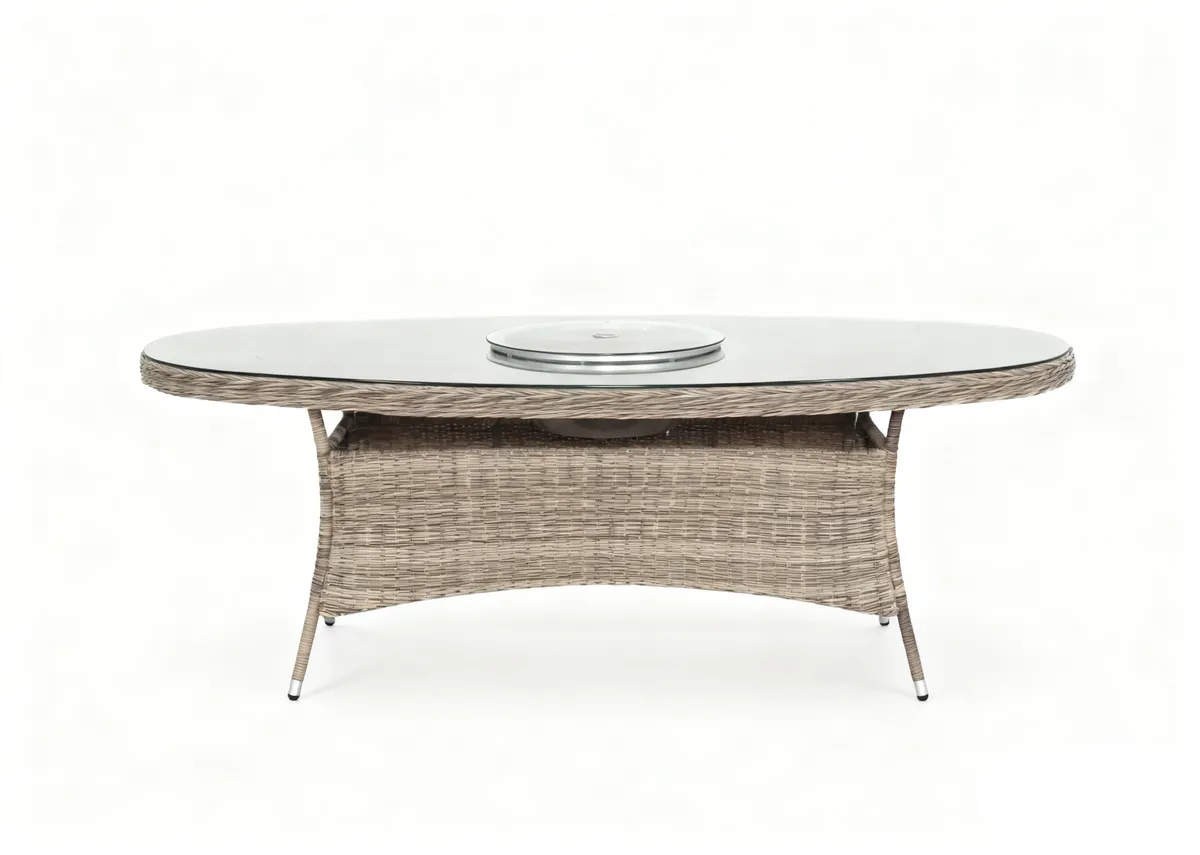 A dimension image of the Monterey Oval Garden set with 230cm x 120cm x 89cm