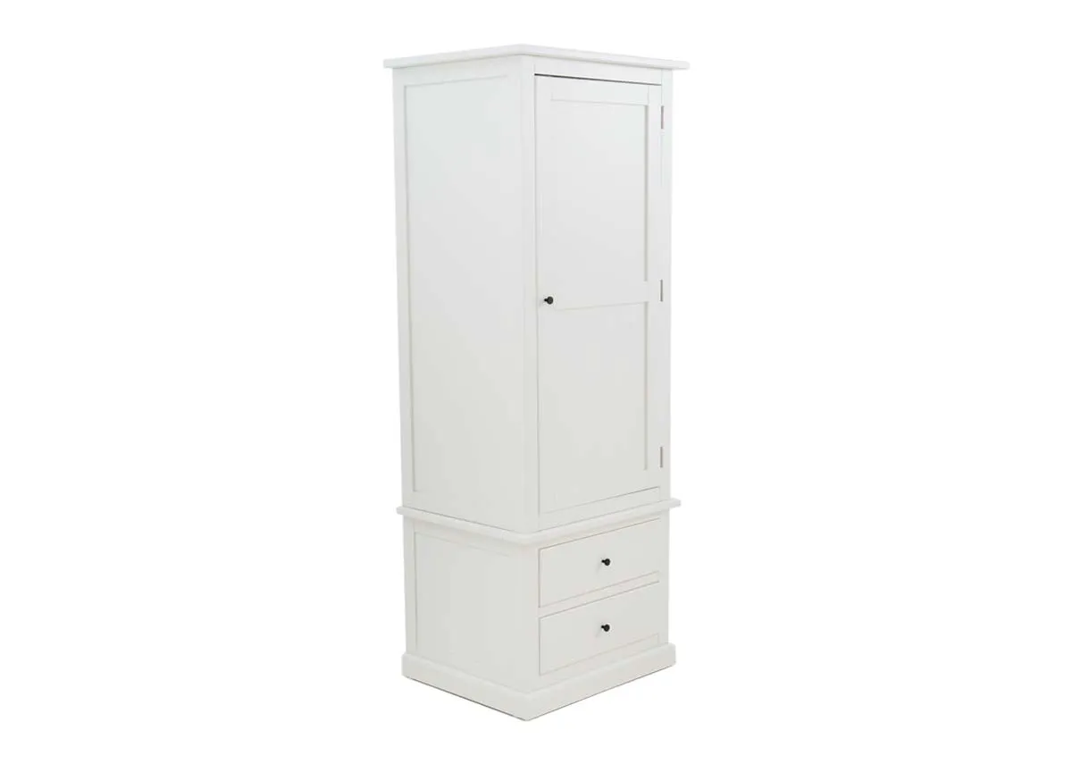 1 Door 2 Drawer White Wardrobe - Atlas