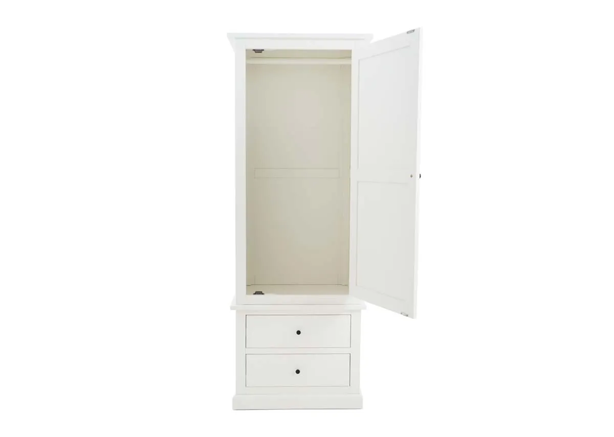 A 1 door 2 drawer white wardrobe from EZ Livings Atlas range. Side view