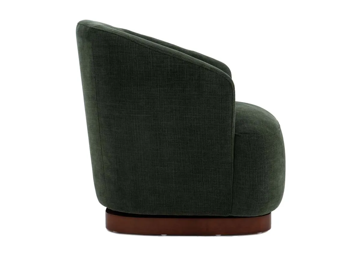 An arched back swivel chair from EZ Livings Dalton range. Side view