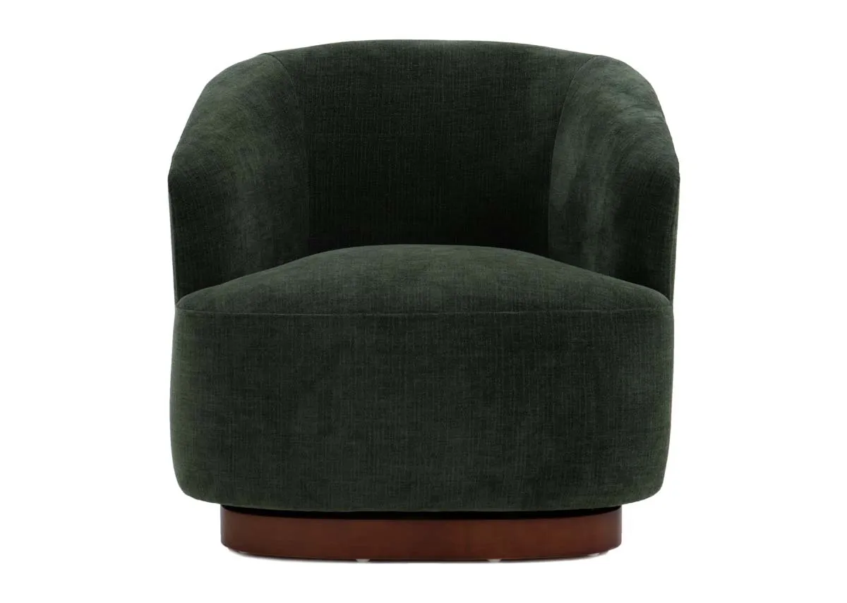An arched back swivel chair from EZ Livings Dalton range. Front view