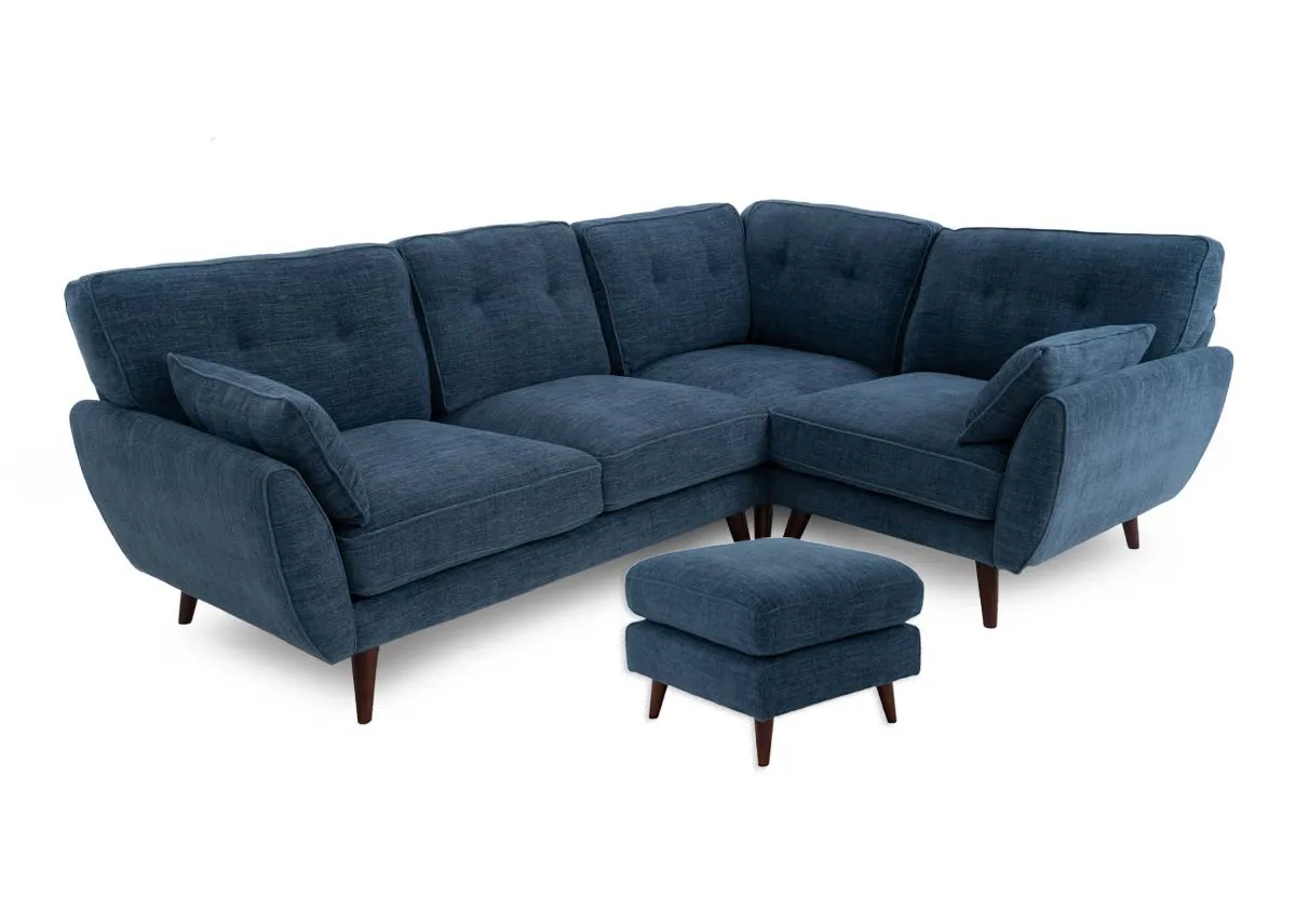 Denim Blue Fabric RHF Corner Sofa - Caoimhe