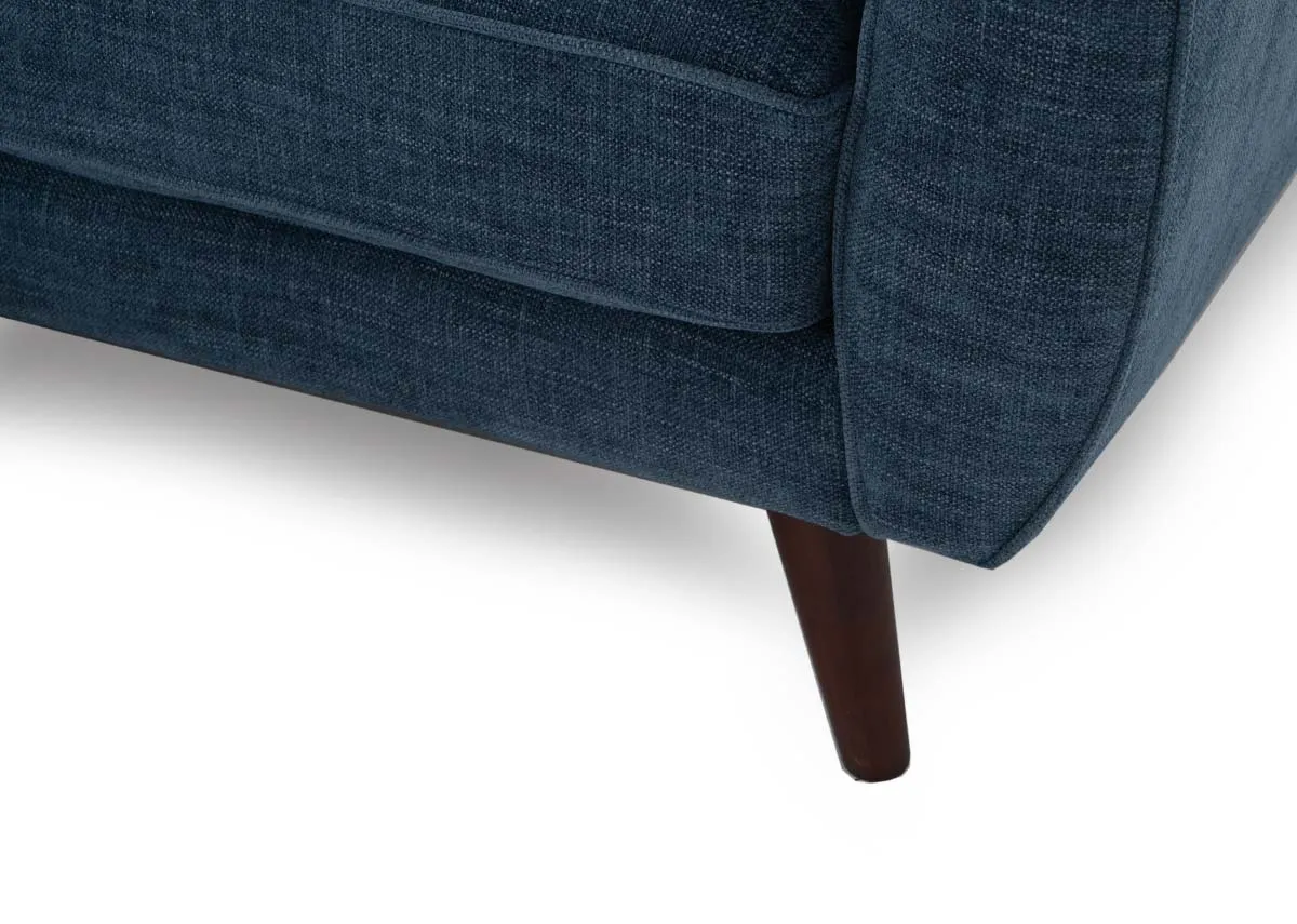 A dimension image of the Caoimhe denim corner sofa with 242cm x 175cm x 89cm