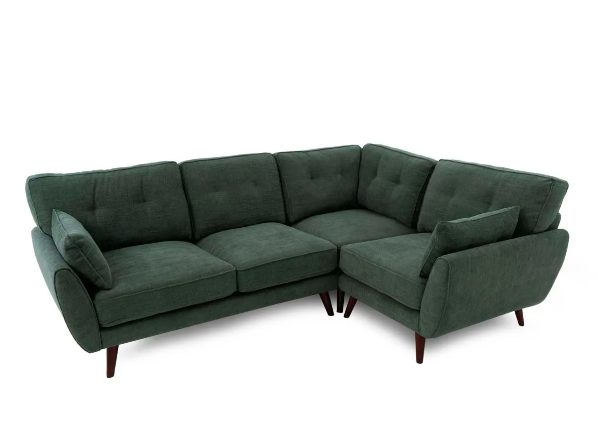 Olive Green Fabric RHF Corner Sofa - Caoimhe