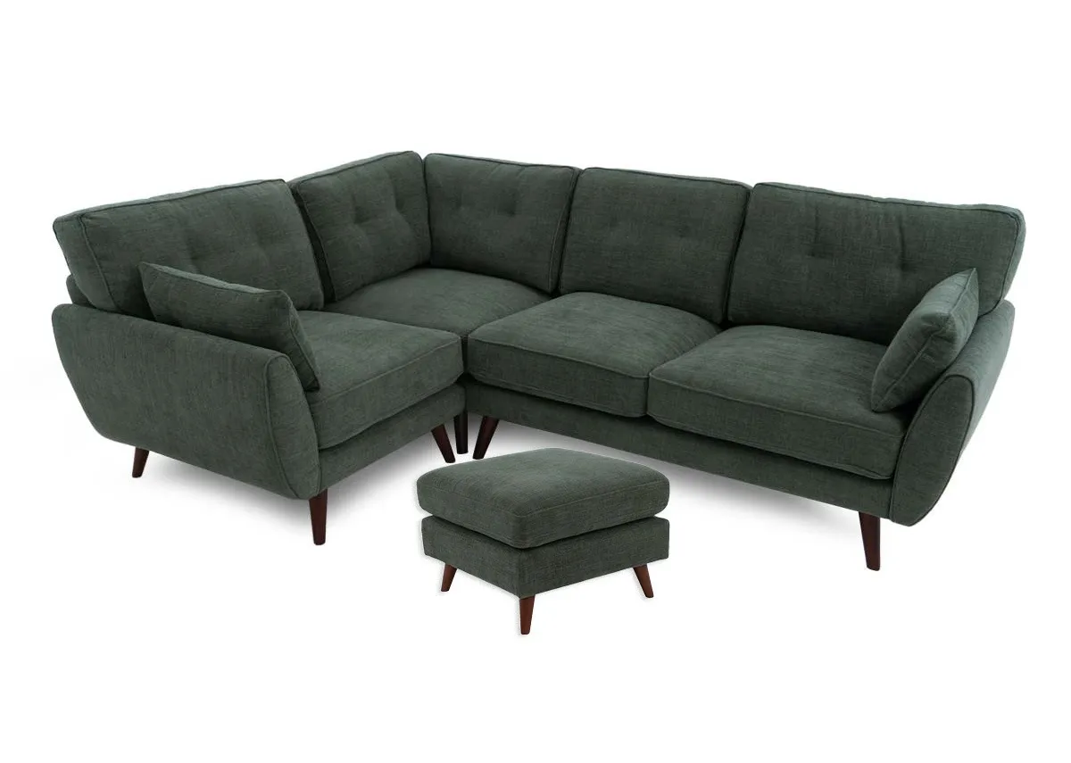Olive Green Fabric LHF Corner Sofa - Caoimhe