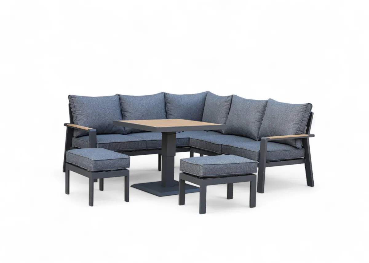 Grey Corner Garden Set with Fixed Table - Soho