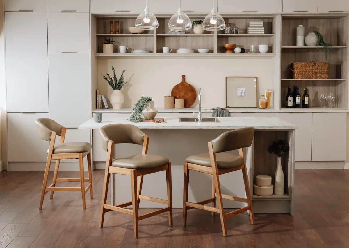 Taupe Faux Leather Counter Bar Stool - Renvyle