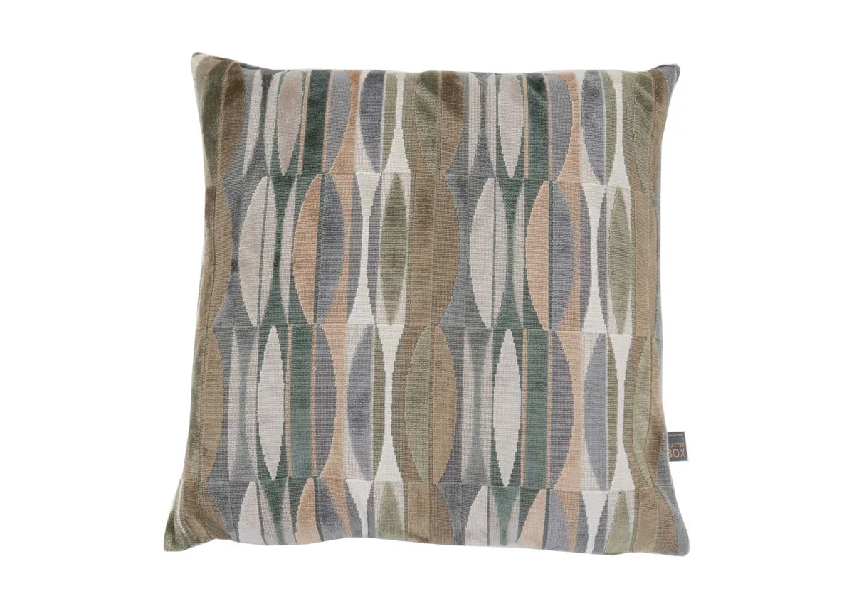 A green print cushion from EZ Livings Obessa Range. Front view.