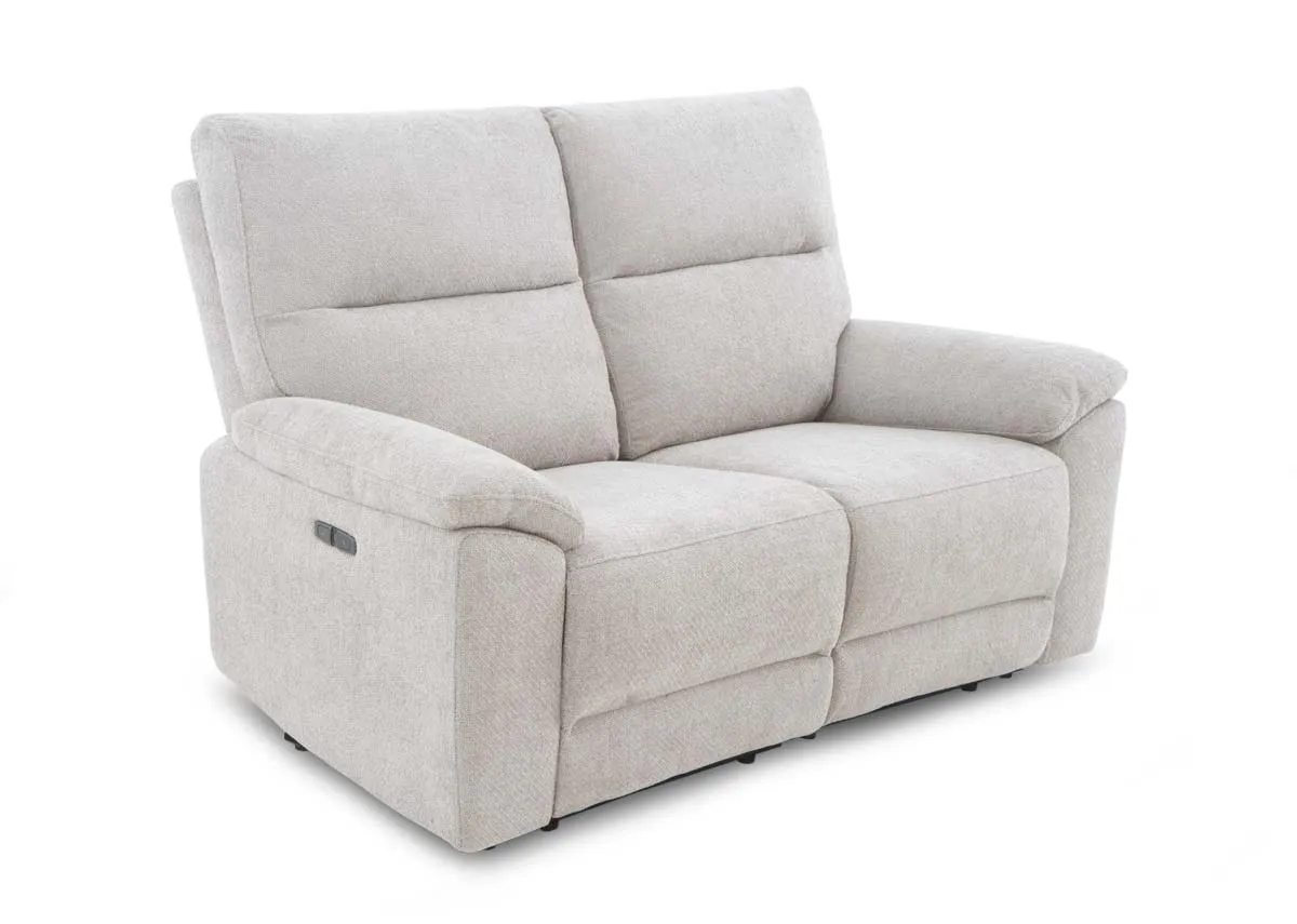 2 Seater Beige Fabric Power Reclining Sofa - Annalee