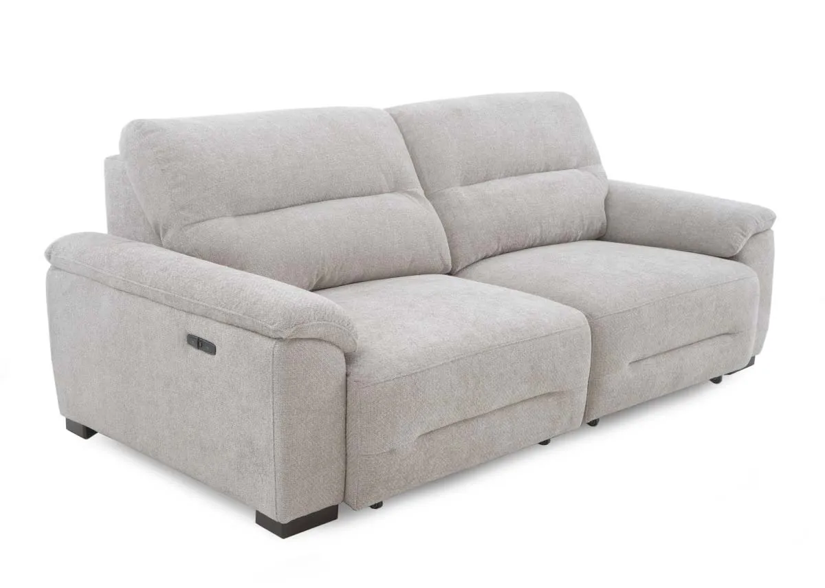 3 Seater Beige Fabric Cinema Chaise - Annalee