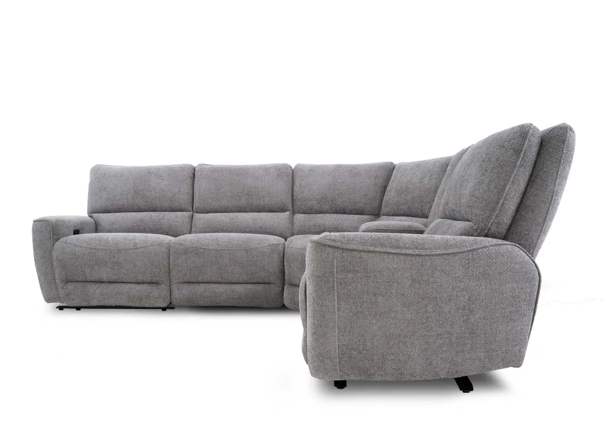 A fabric large corner sofa from EZ Livings Ashbrook range. Side view of low armrests