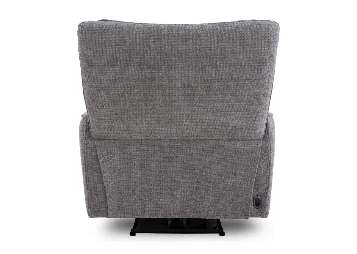A grey fabric recliner from EZ Livings Ashbrook range. Back view