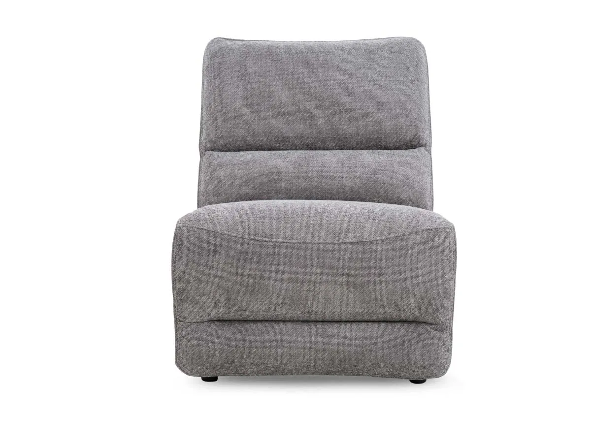 A grey fabric armless unit from EZ Livings Ashbrook range.Front view
