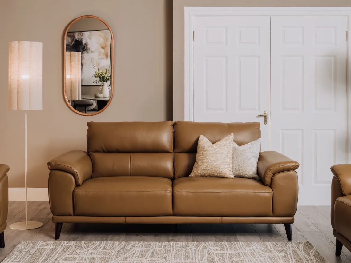 2.5 Seater Tan Leather Sofa - Savoy
