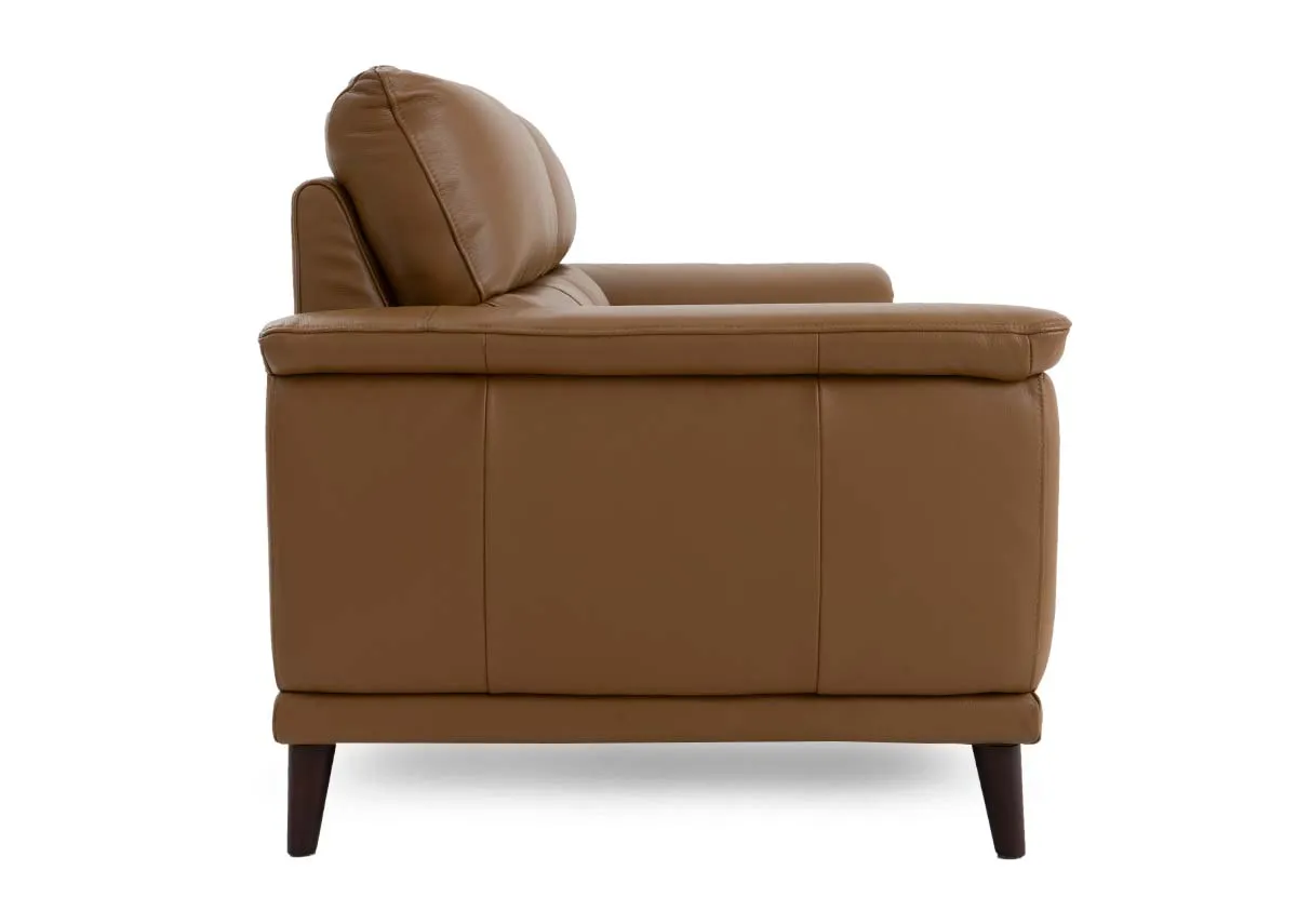 A 2.5 seater leather sofa from EZ Livings Savoy range. Side view