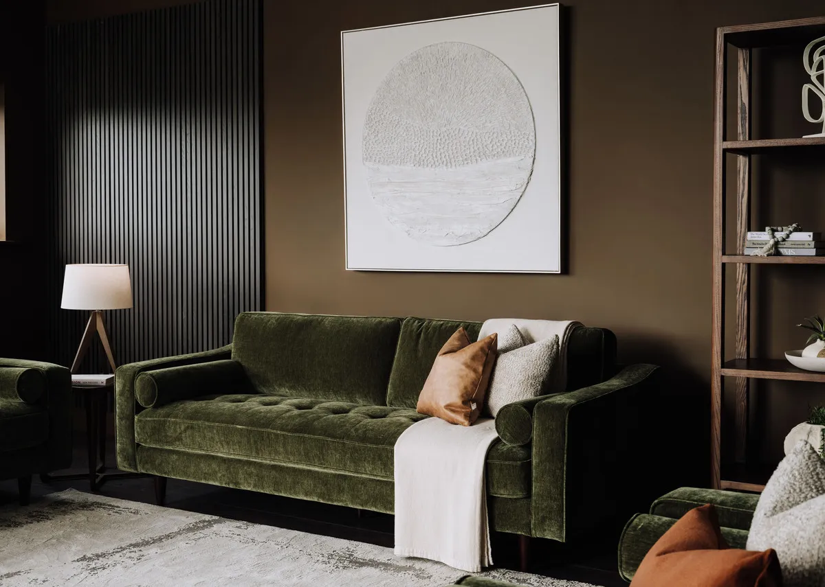 3 Seater Forest Green Fabric Sofa - Genoa