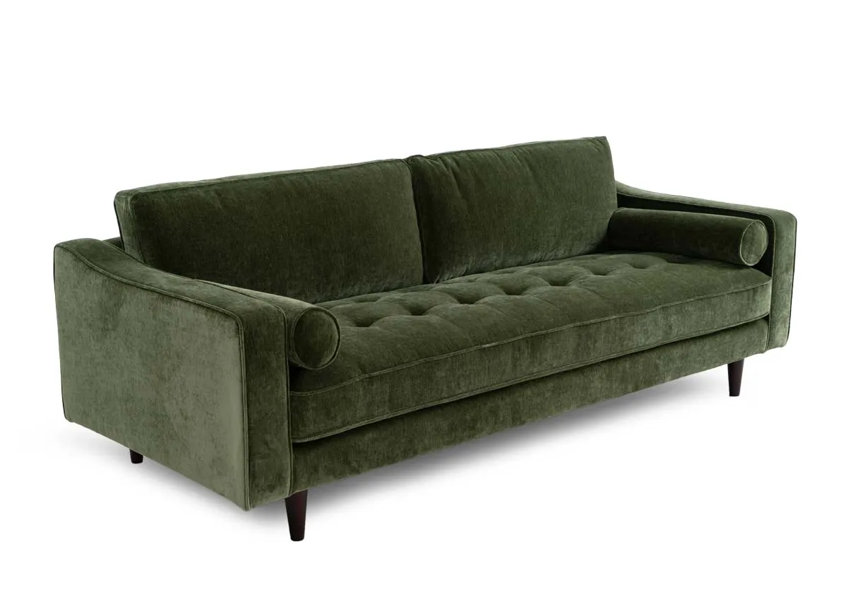 3 Seater Forest Green Fabric Sofa - Genoa