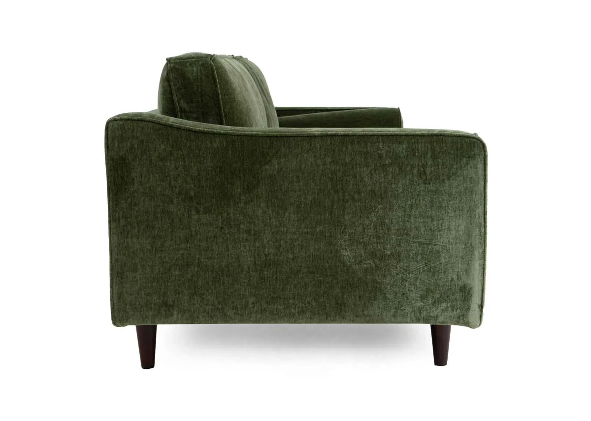 image of the Genoa green 3 seater sofa with 227cm x 86cm x 99cm