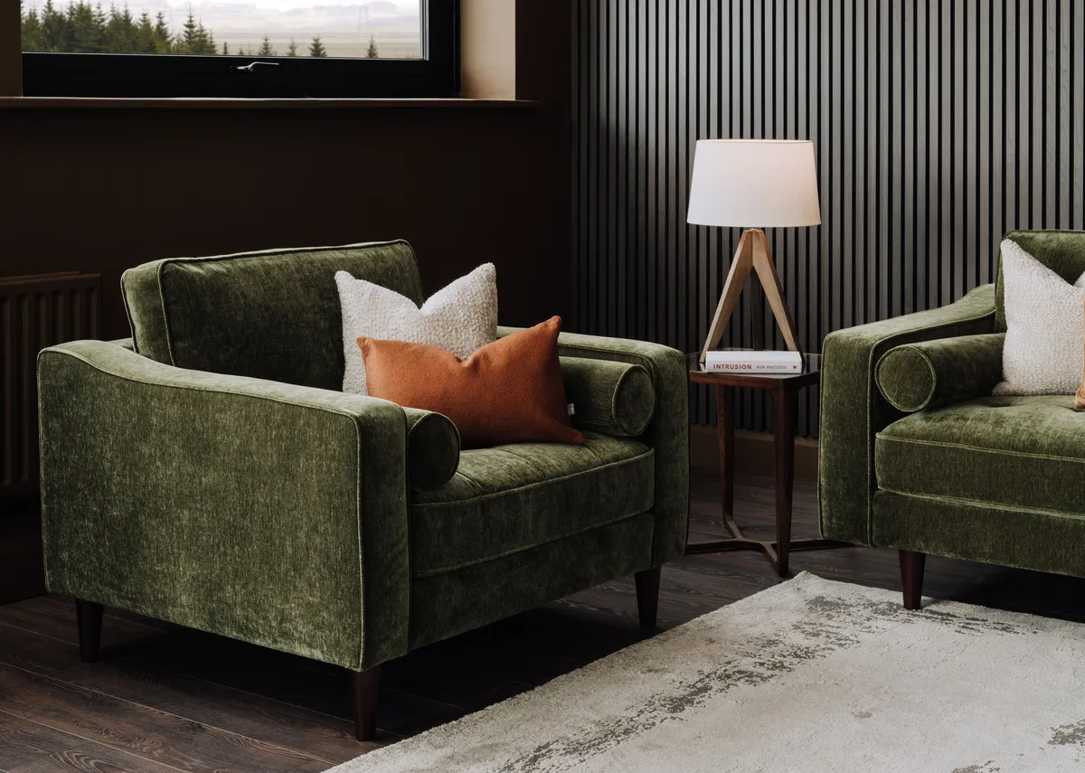 Forest Green Fabric Armchair - Genoa