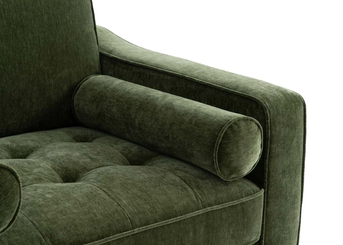 A green fabric armchair from EZ Living Furniture genoa range.Side view