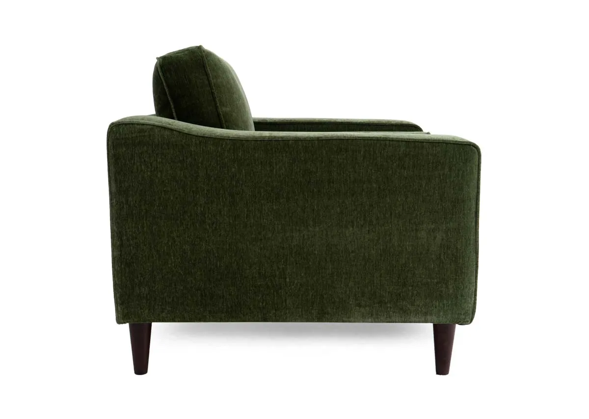 A green fabric armchair from EZ Living Furniture genoa range.Low back view