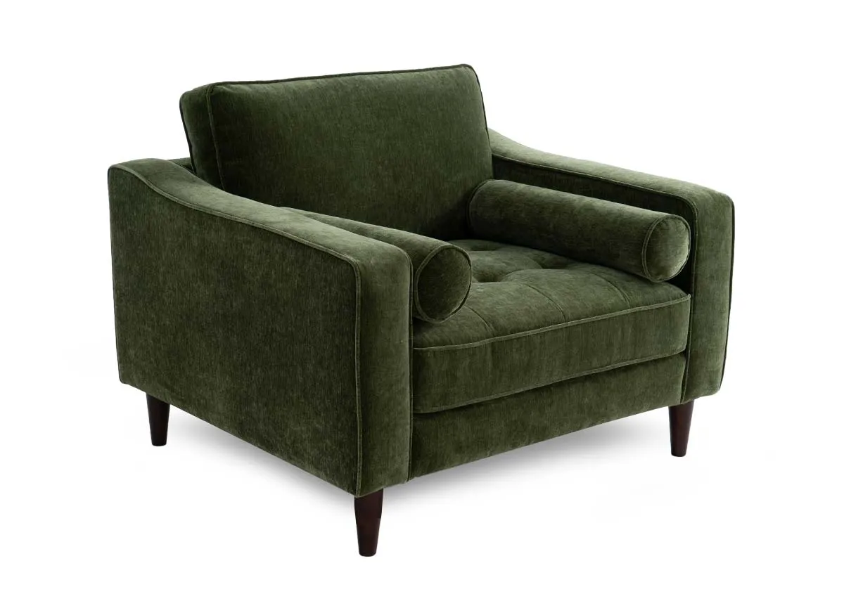 Forest Green Fabric Armchair - Genoa