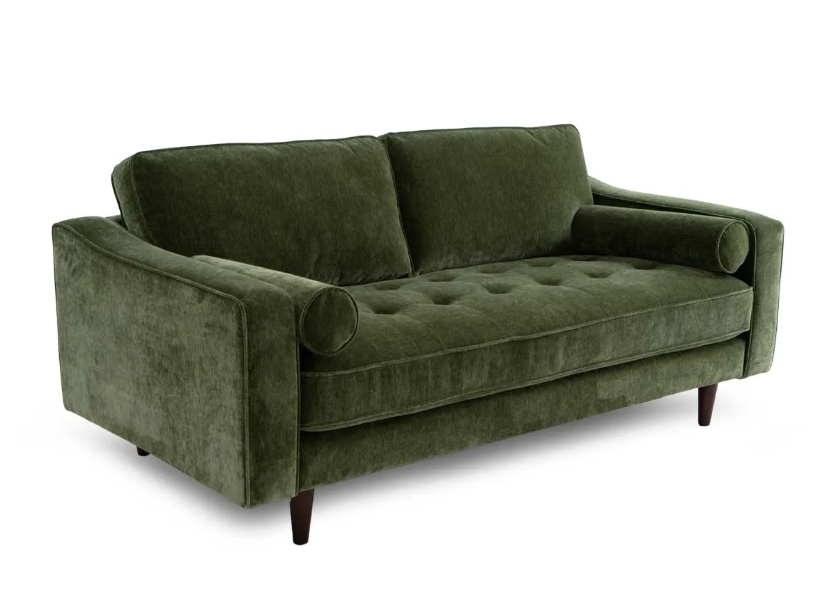 A green fabric 2.5 seater sofa from EZ Living Furniture genoa range.