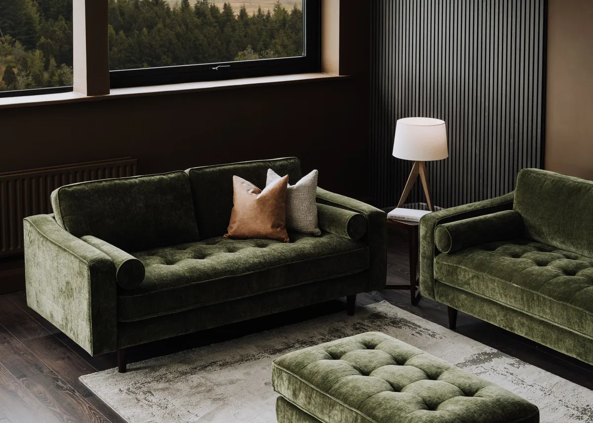 2.5 Seater Forest Green Fabric Sofa - Genoa
