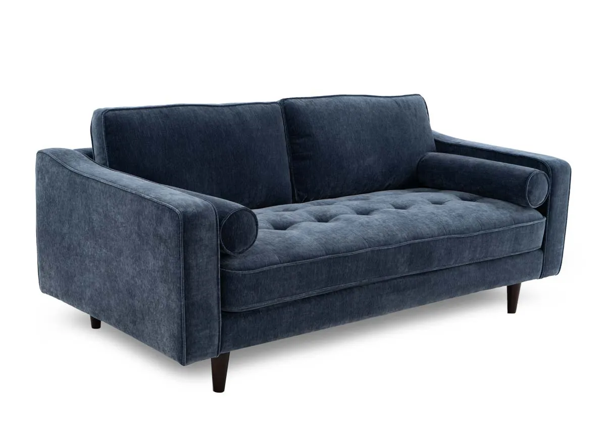 2.5 Seater Blue Fabric Sofa - Genoa