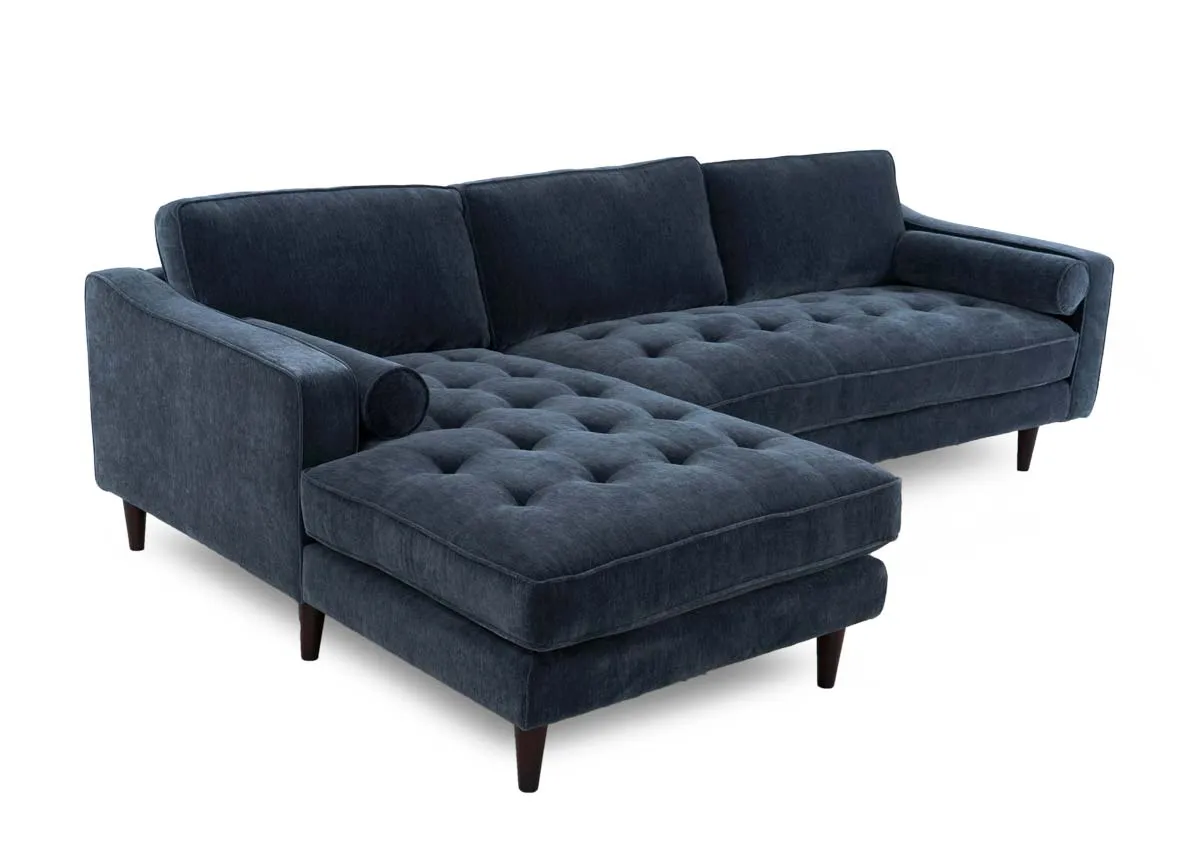 Blue Fabric LHF Corner Chaise - Genoa