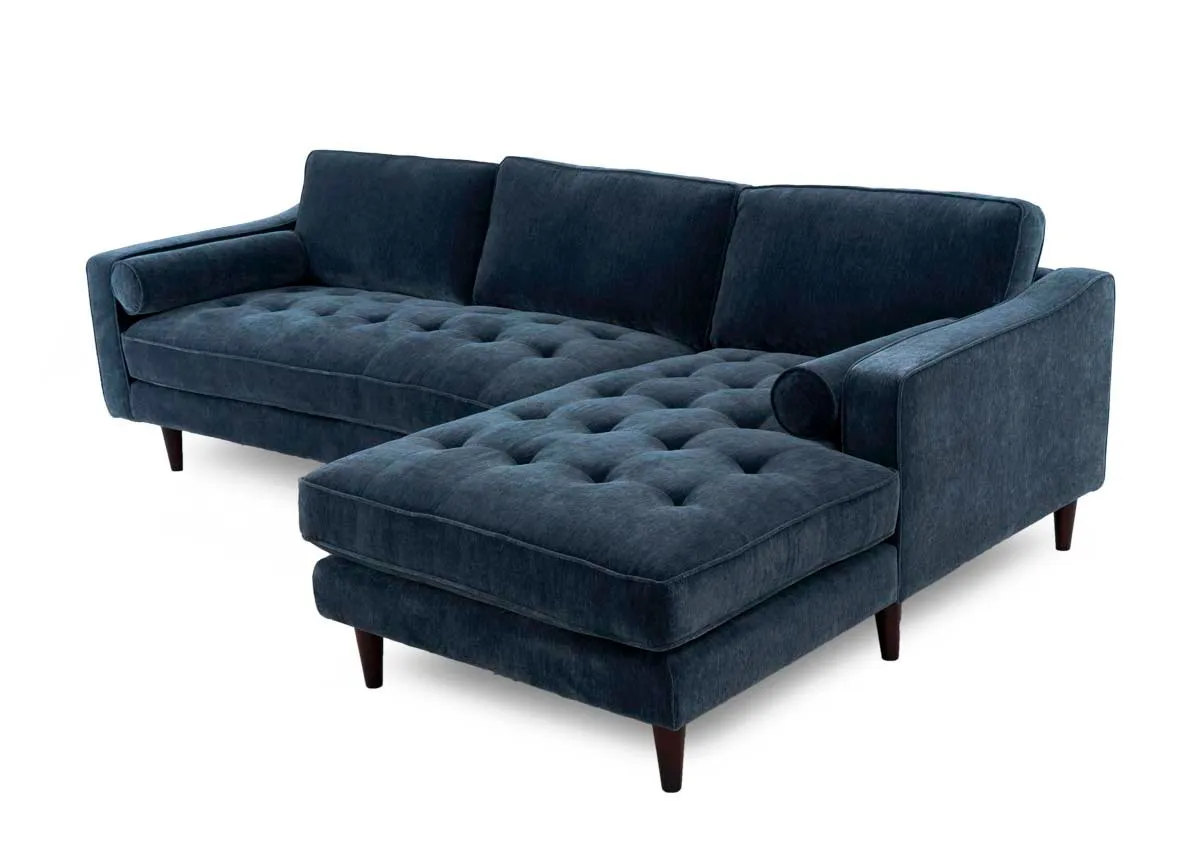 Blue Fabric RHF Corner Chaise - Genoa
