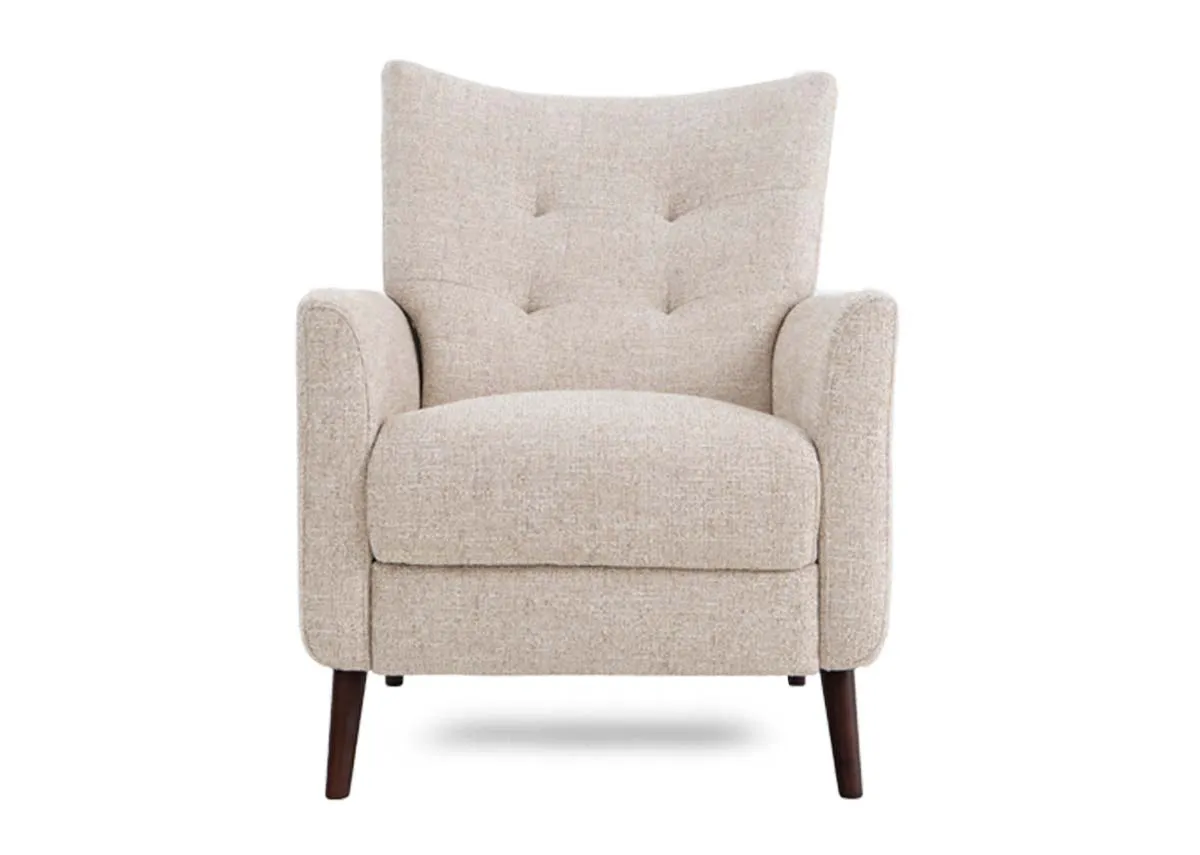 A cream fabric armchair from EZ Livings Ivy range. Back view