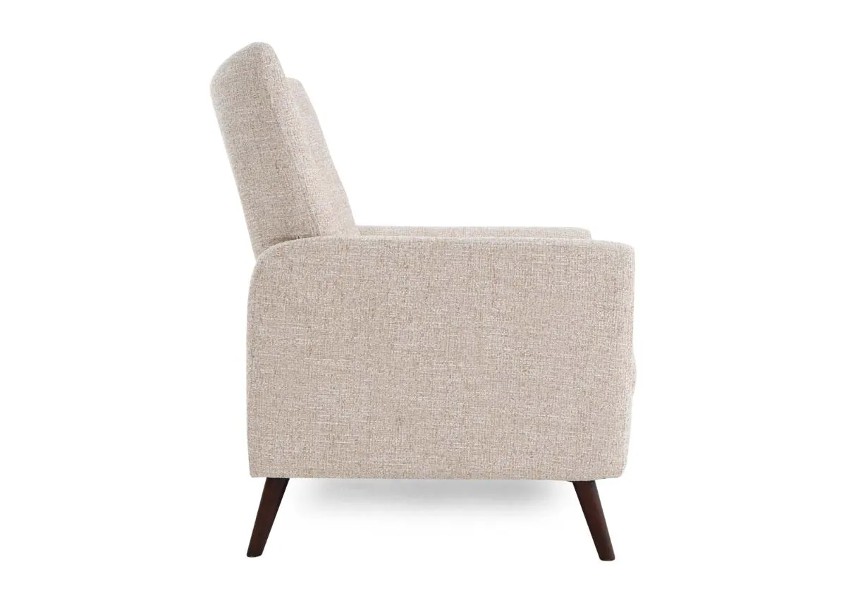 A cream fabric armchair from EZ Livings Ivy range. Front view