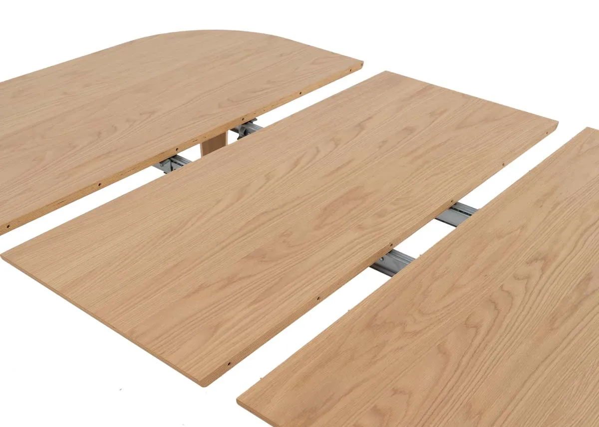 A square oak dining table from EZ Livings Anton range. Closeup of extension leaf